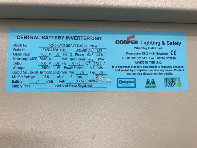 Central battery unit for emergency lighting