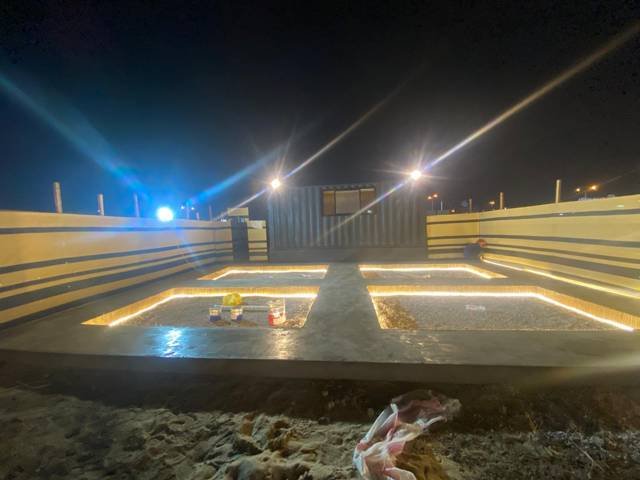 LED floor lighting at night