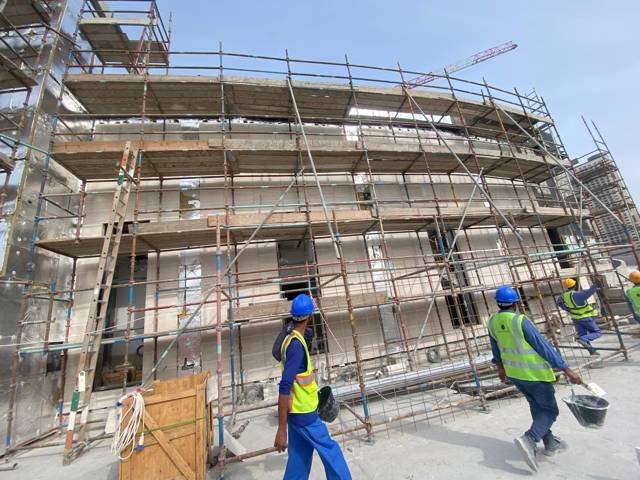 Site team on facade works