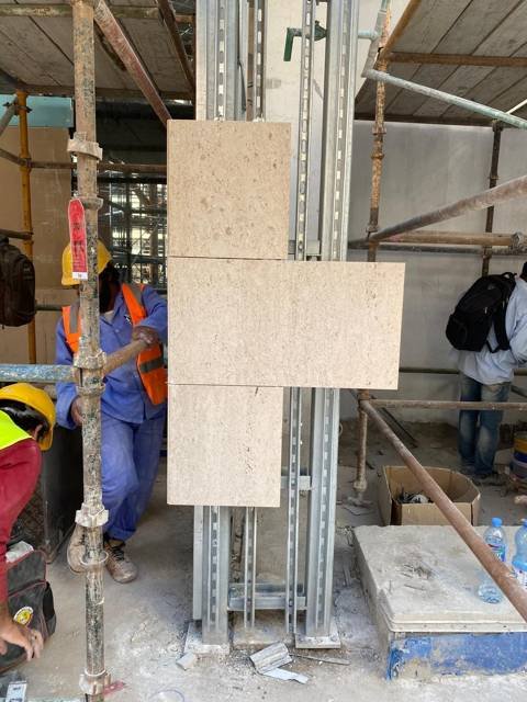 Stone cladding installation